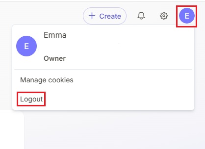 Captura de tela destacando o botão de logout no menu do perfil.