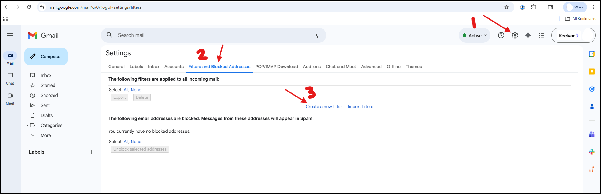 Gmail 过滤器创建窗口