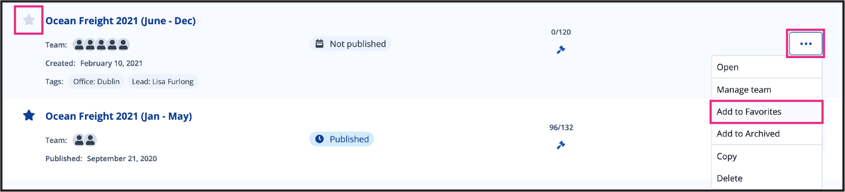Favoriting An Event Keelvar Support Portal