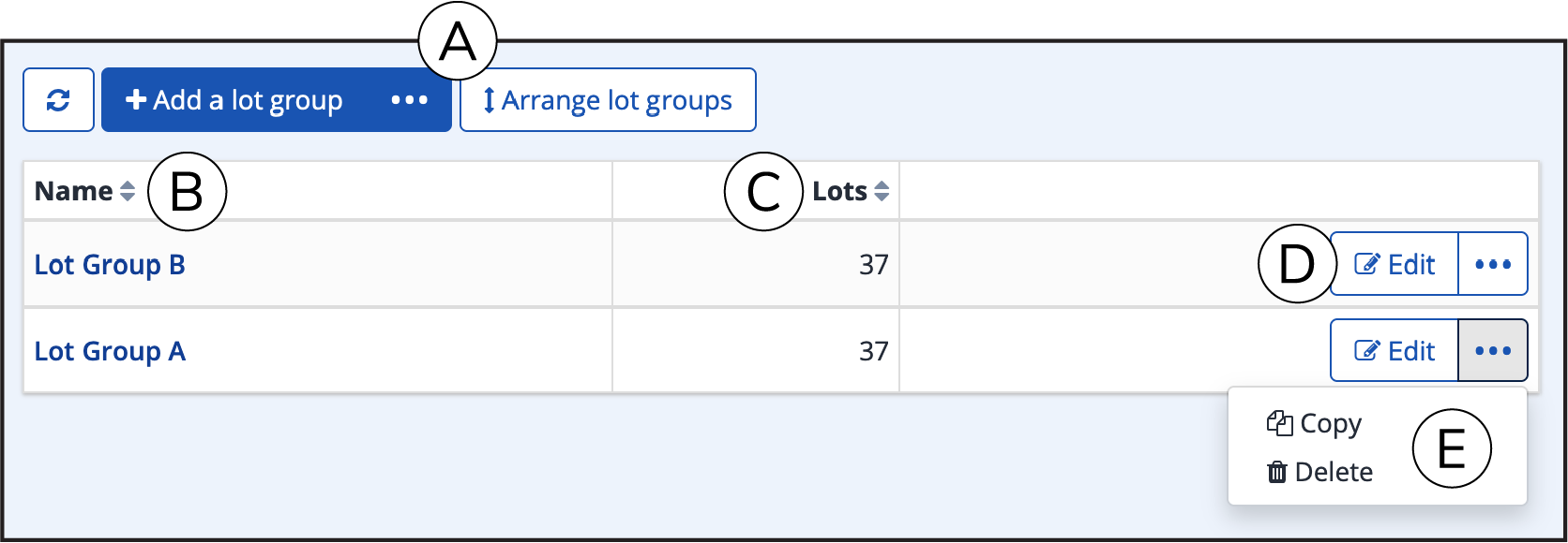Lot Groups page.png