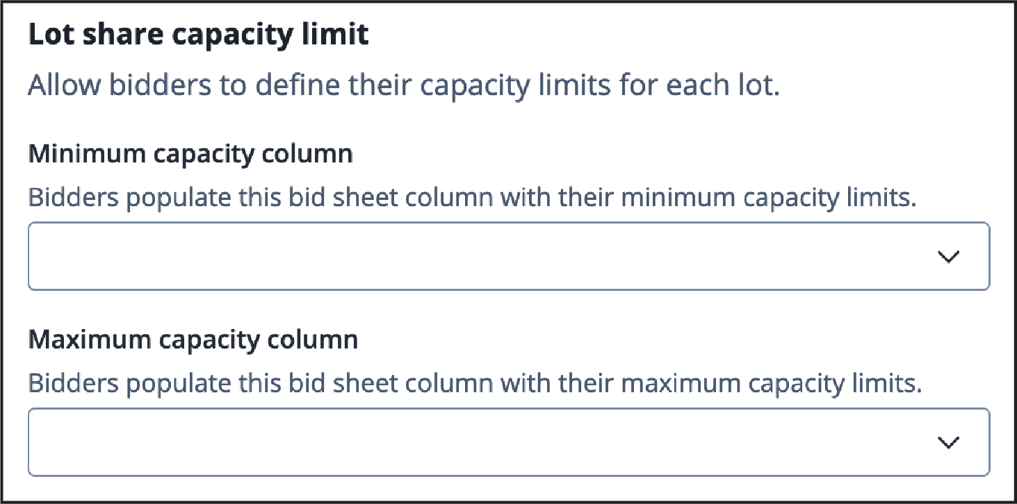 Lot share capacity configuration