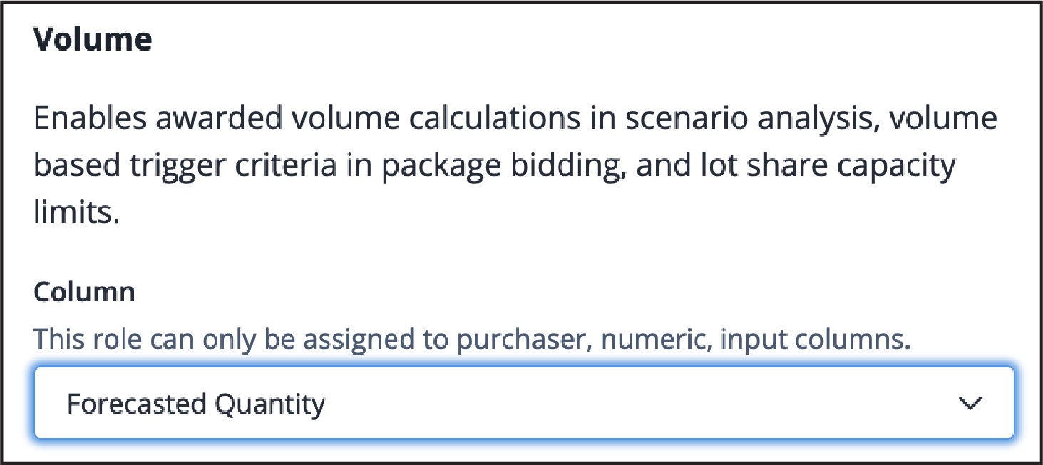 Assigning the Volume column role