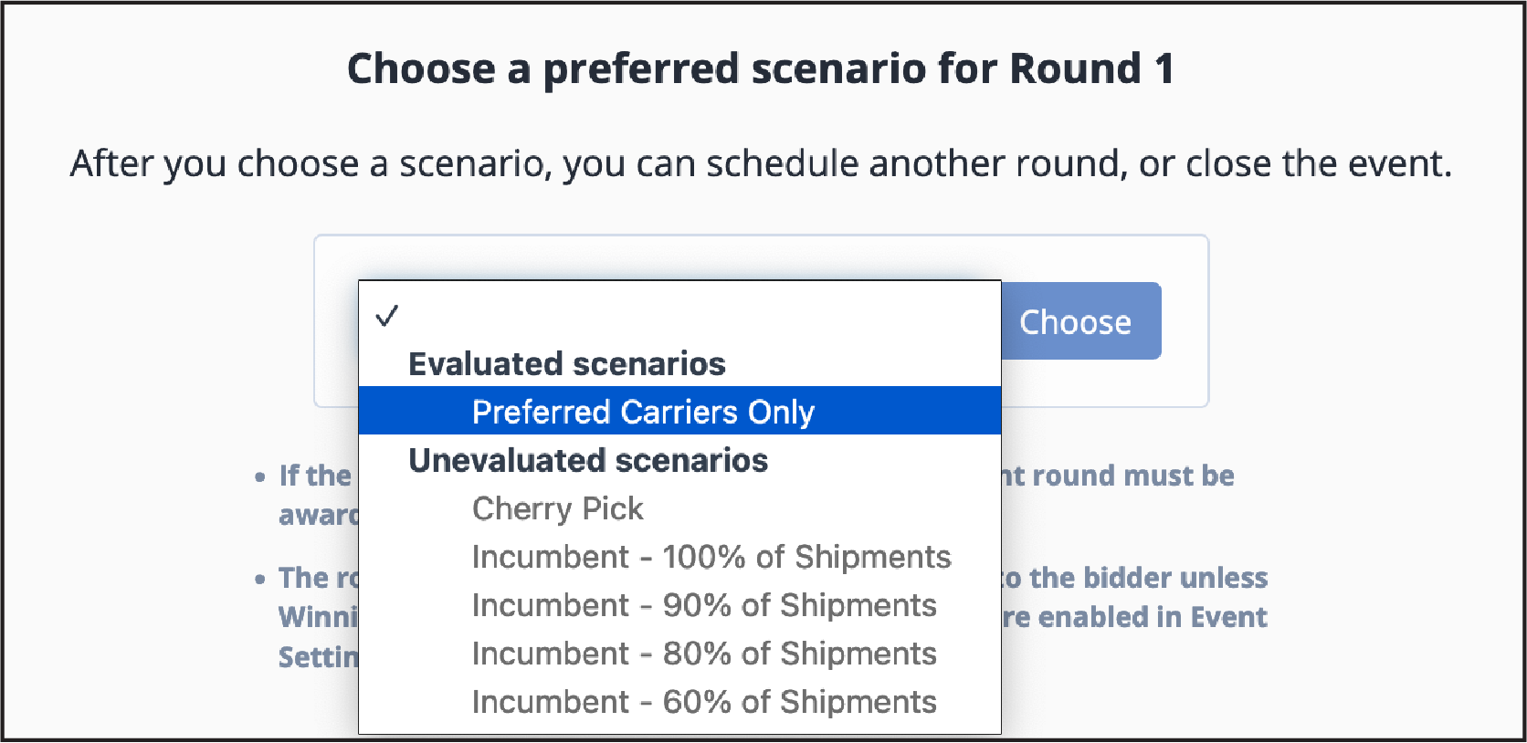 Award — Choosing a winning scenario
